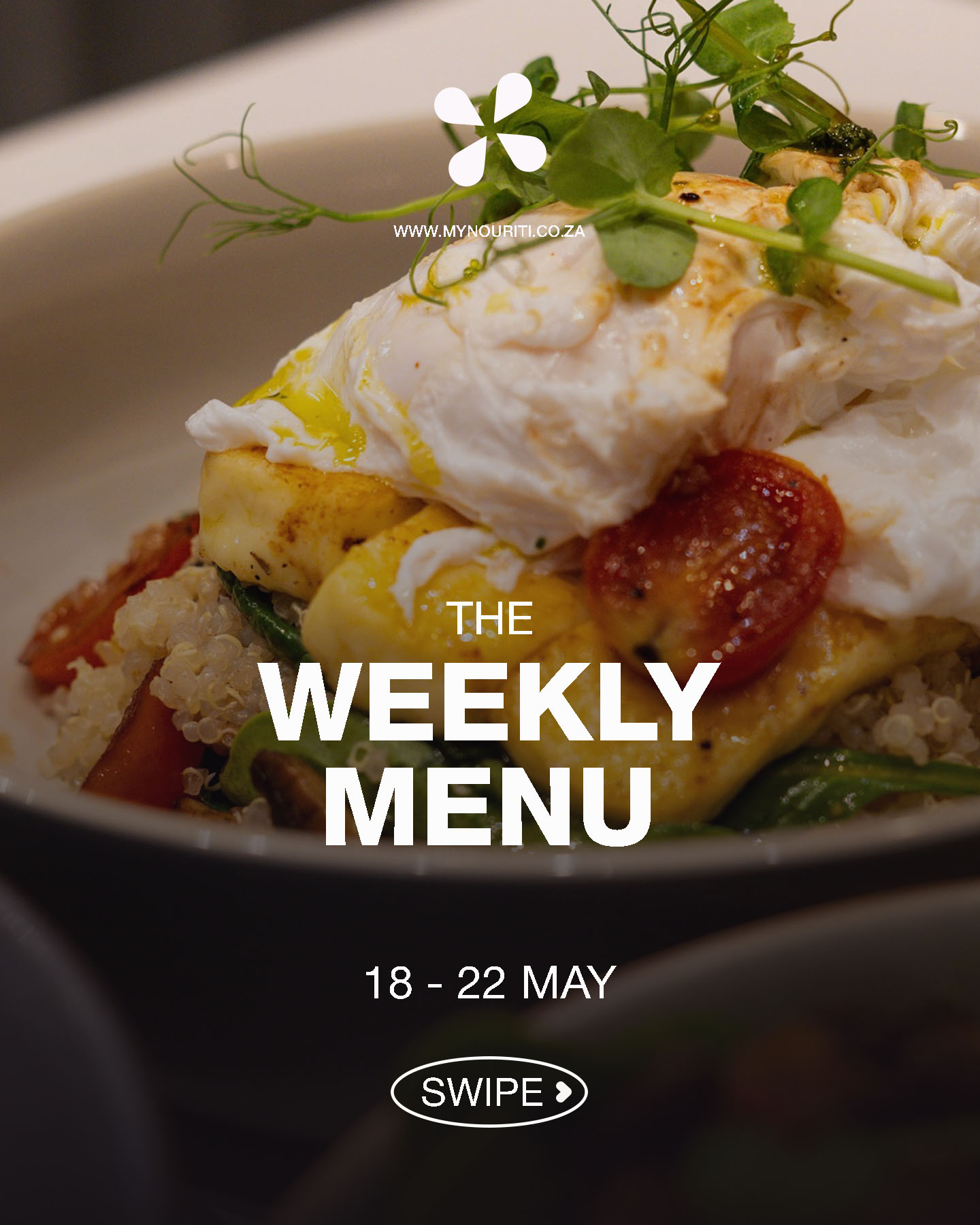 Weekly menu cover poster for 25 to 29 May
